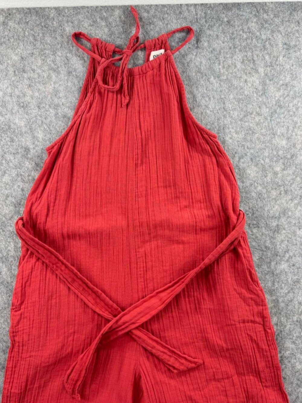 Pact Jumpsuit Halter Sz S Organic Cotton Coral Wide Leg - Picture 9 of 10